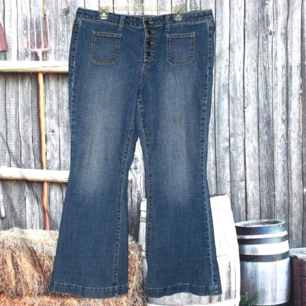 Sonoma Flare Leg Bell Bottoms Jeans Pants Plus Size 18 Button Fly XL Denim
